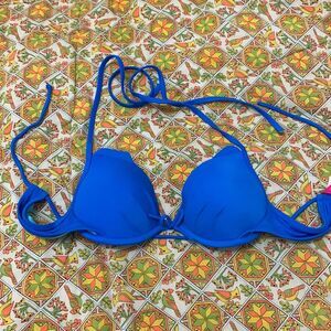 Victoria’s Secret Blue Bikini Top Size 34A Halter Push-Up